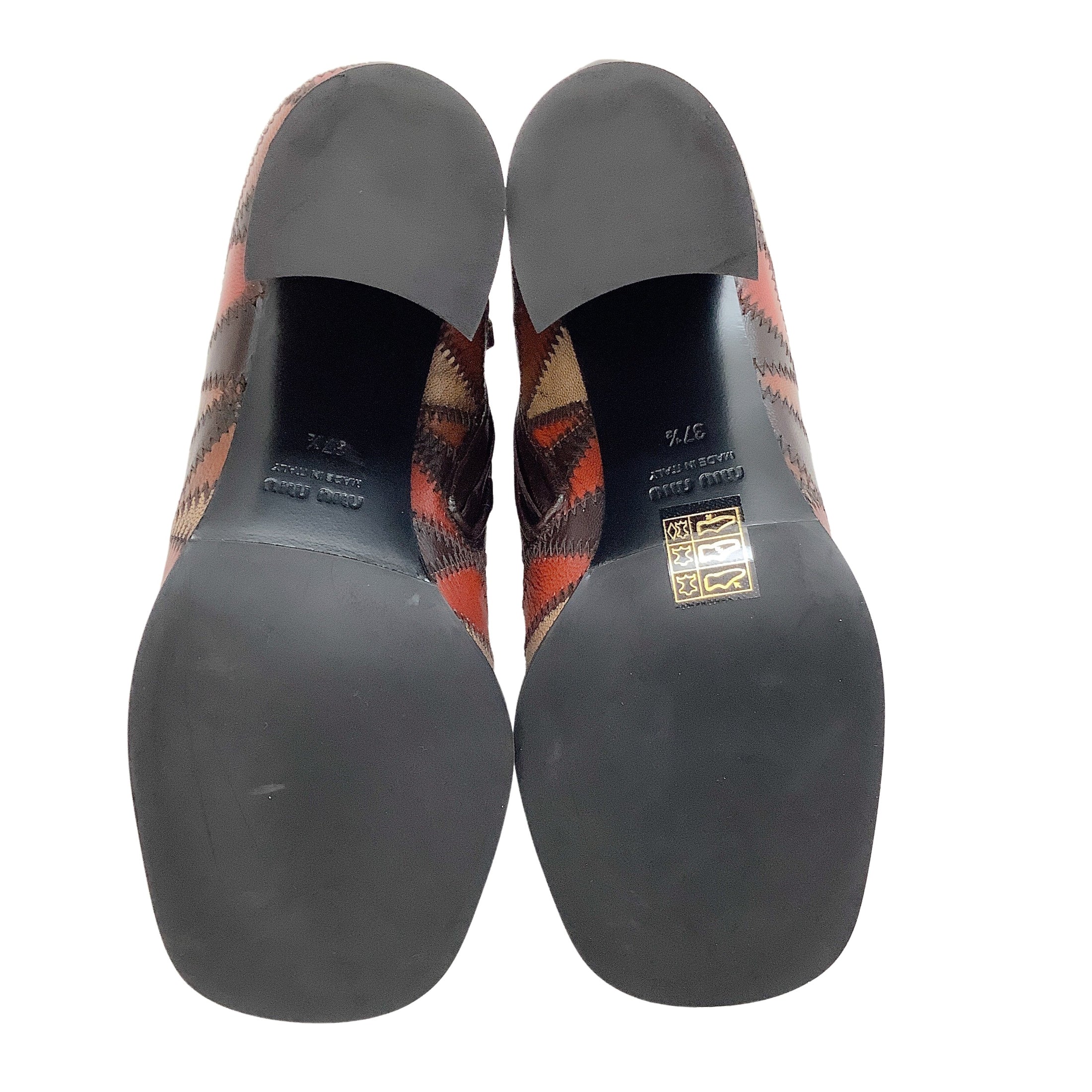 Miu Miu Brown / Rust / Beige Patchwork Ankle Boots/Booties