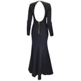 Load image into Gallery viewer, Rebecca Vallance Barbie Long Sleeved Open Back Crepe Gown / Formal Dress in Black
