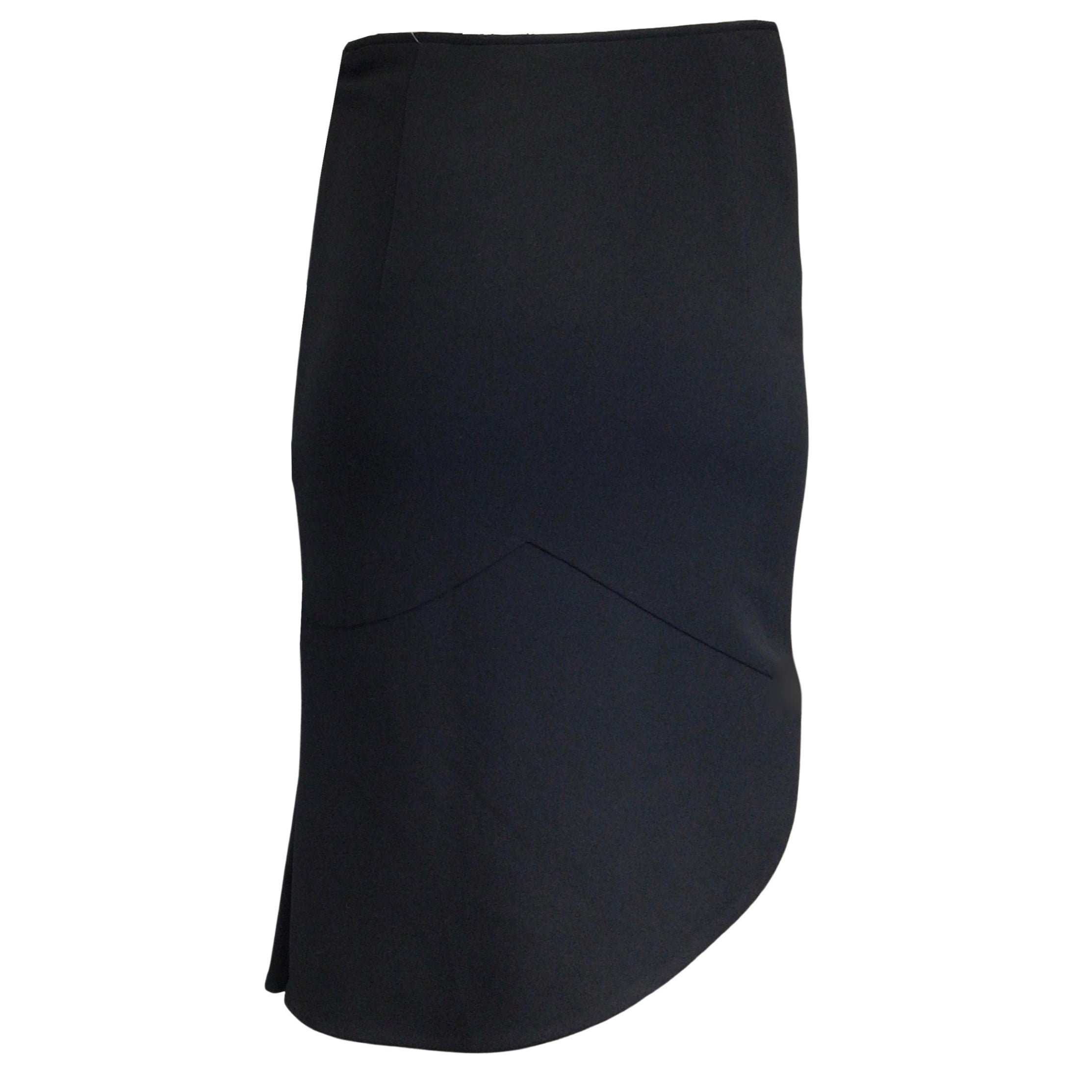 Brandon Maxwell Black Asymmetric Hem Crepe Pencil Skirt