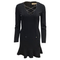 Load image into Gallery viewer, Emilio Pucci Black Ruffled Flounce Hem Long Sleeved Lace-up Crepe Night Out Dress
