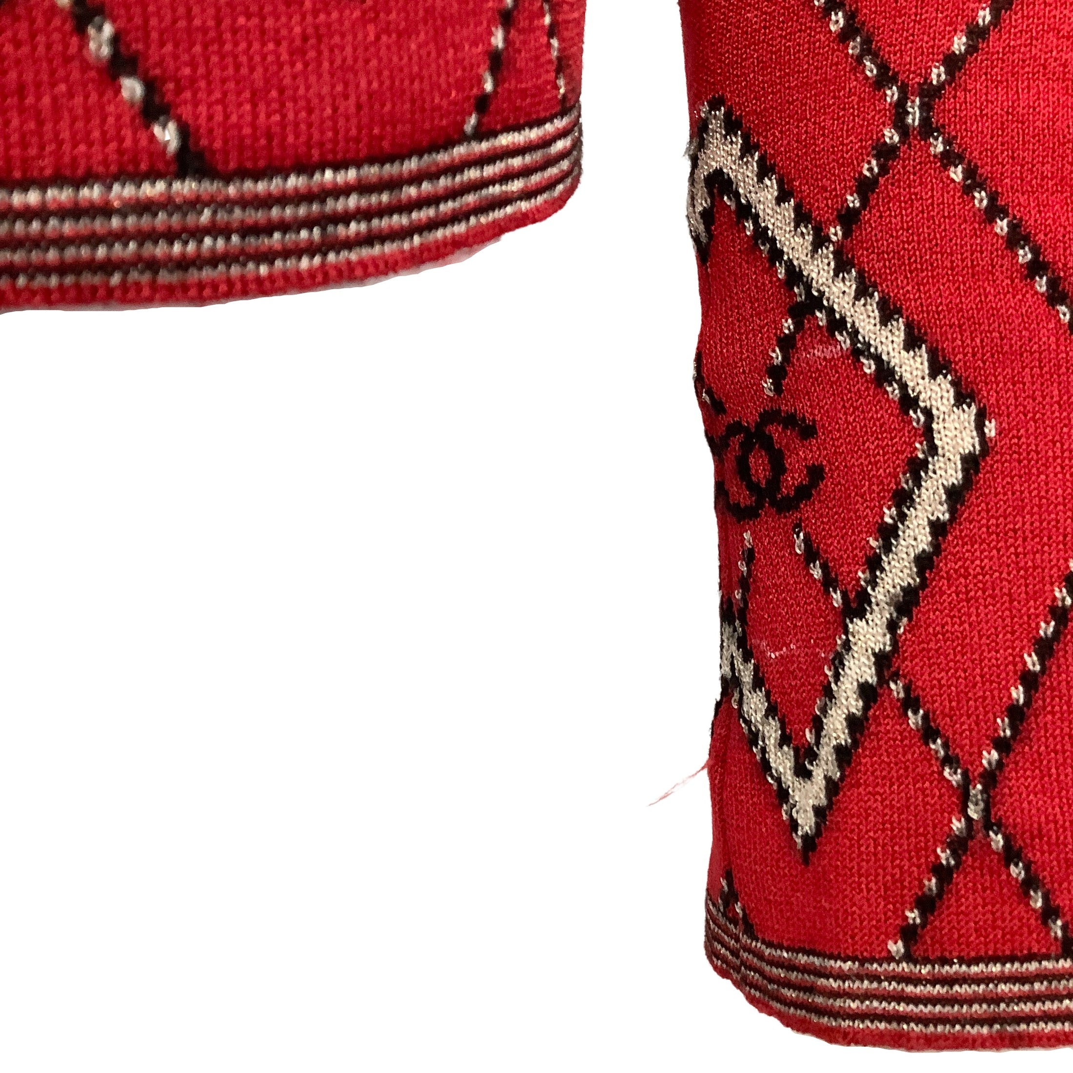 Chanel Sequined Diamond Red / Black / White Sweater