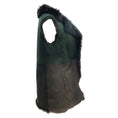 Load image into Gallery viewer, Akris Punto Grey / Green Reversible Colorblock Lambskin Leather and Lamb Fur Vest
