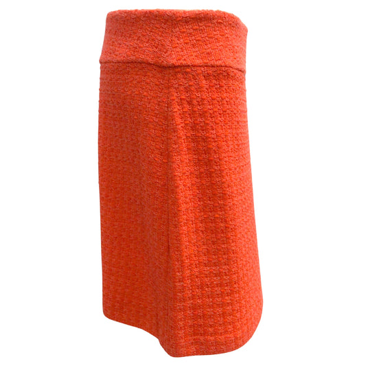 St. John Tangerine Ribbon Textured Windowpane Knit Skirt