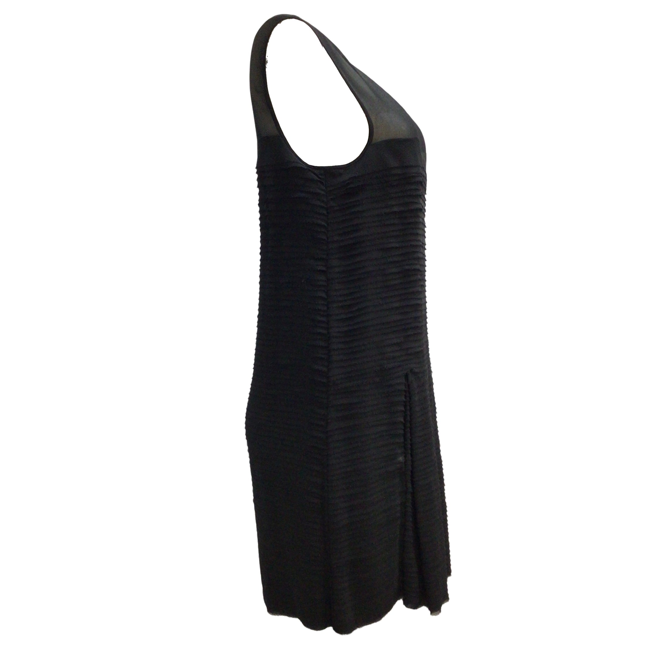 Theory Black Nillon Sleeveless Layered Silk Georgette Cocktail Dress