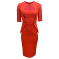Load image into Gallery viewer, Safiyaa Red Button Detail Peplum Crepe Cocktail Dress
