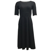 Lela Rose Grey / Black Short Sleeved Reversible Cashmere Midi Work/Office Dress