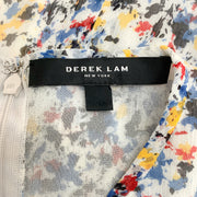 Derek Lam Blue / Red Multi Floral Chiffon 3/4 Sleeve Casual Dress
