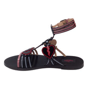 Valentino Black / Pink Multi Love Blade Caged Patent Leather Sandals