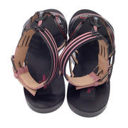 Valentino Black / Pink Multi Love Blade Caged Patent Leather Sandals