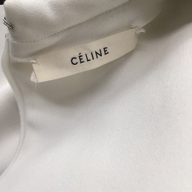Celine Ivory / Black Sleeveless Crepe Shift Dress