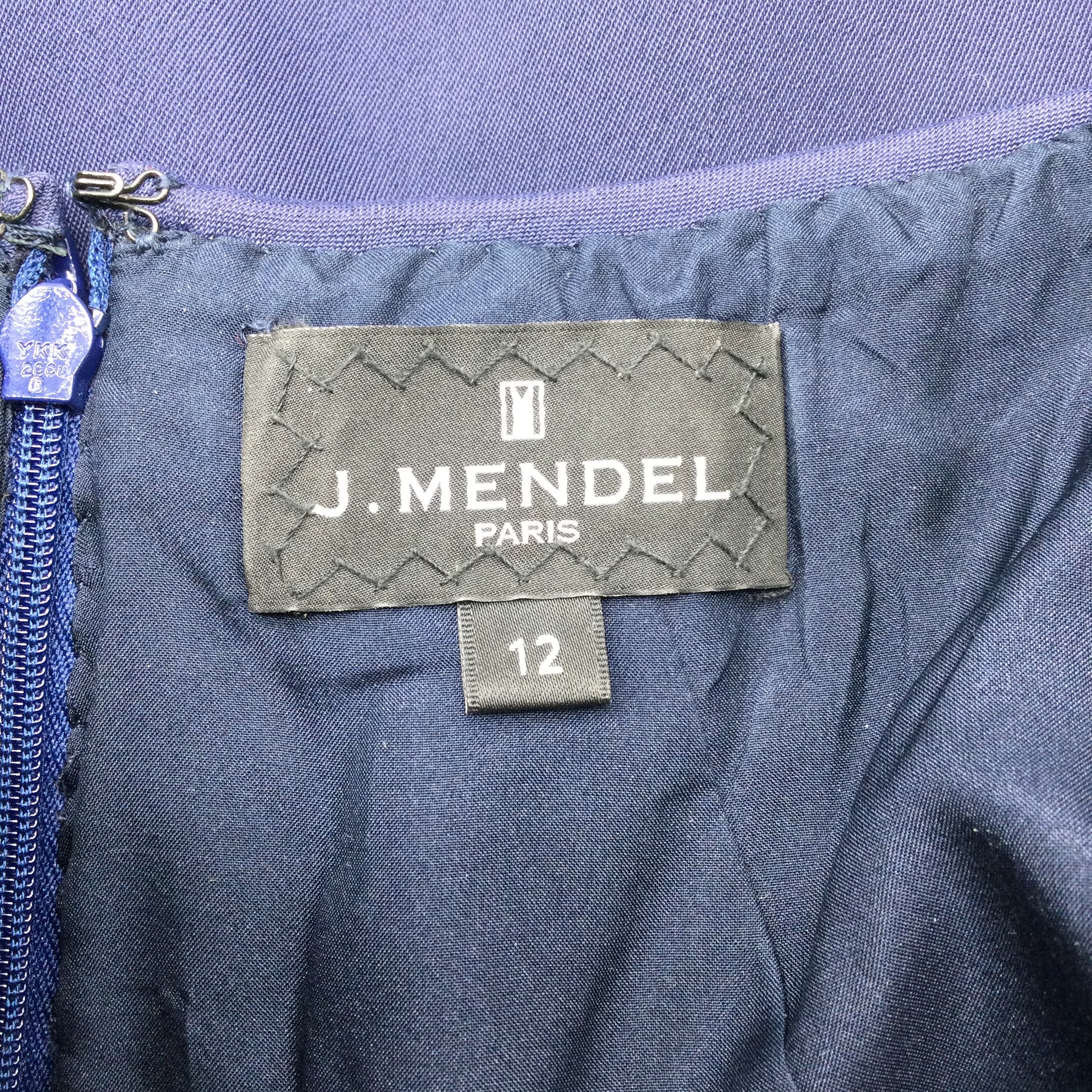 J. Mendel Navy Blue Off The Shoulder Lace Dress
