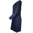 Load image into Gallery viewer, J. Mendel Navy Blue Off The Shoulder Lace Dress
