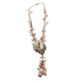Load image into Gallery viewer, Chanel Pink / Ecru Cc Logo Seashell Pendant Crystal Embellished Imitation Pearl Long Necklace
