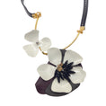 Load image into Gallery viewer, Marni Ivory / Brown Crystal Embellished Floral Pendant Statement Necklace
