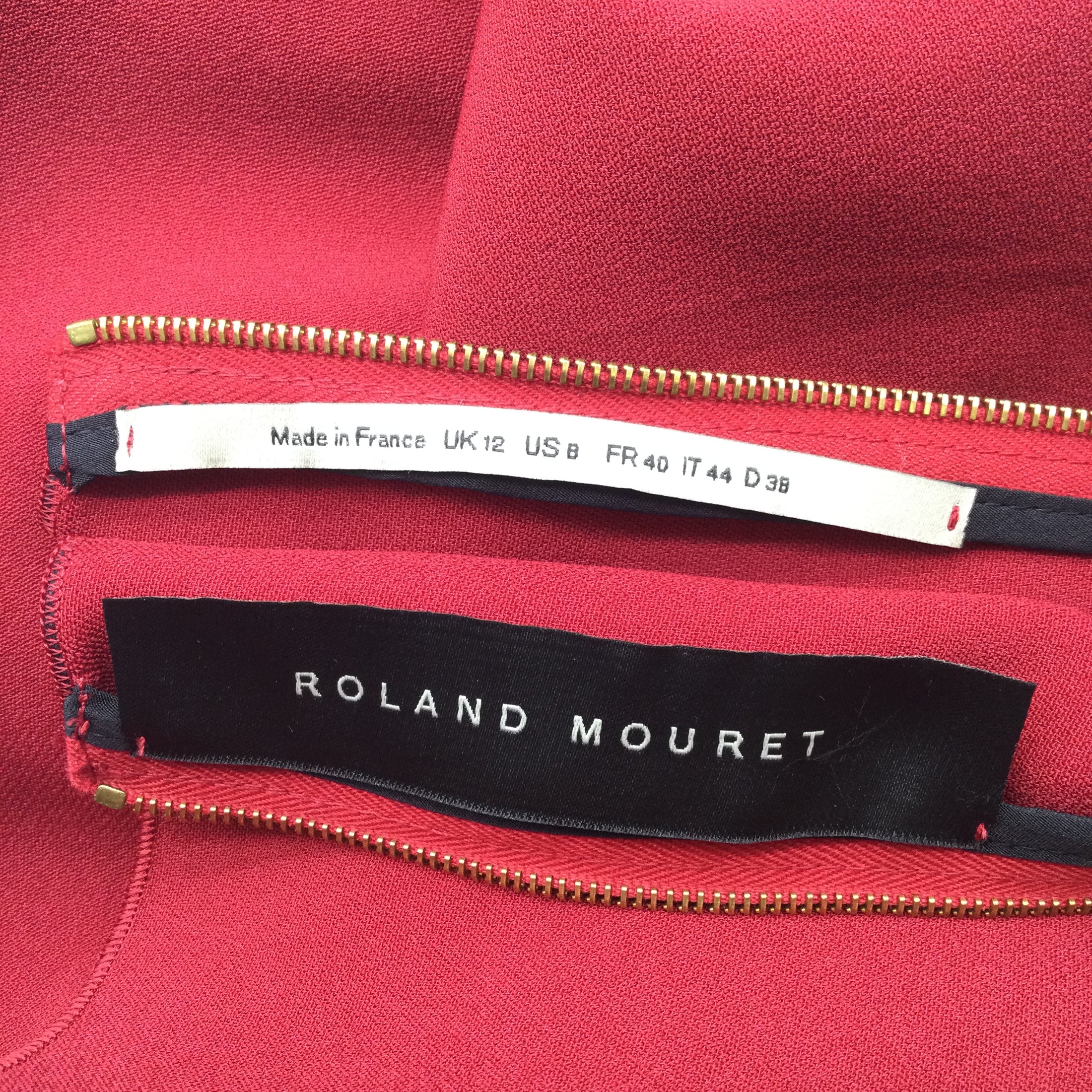 Roland Mouret Red Short Sleeved Belted Viscose Crepe Mini Cocktail Dress