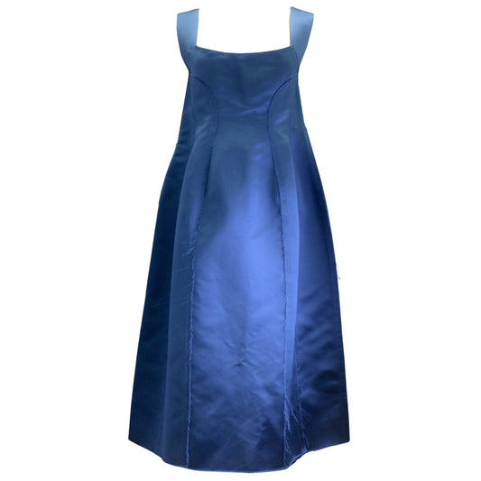 Marni Blue Sleeveless Satin Double Dress in Mazarine Blue