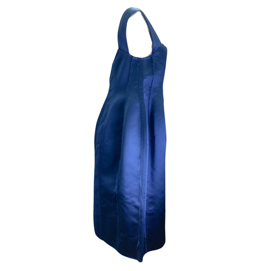 Marni Blue Sleeveless Satin Double Dress in Mazarine Blue