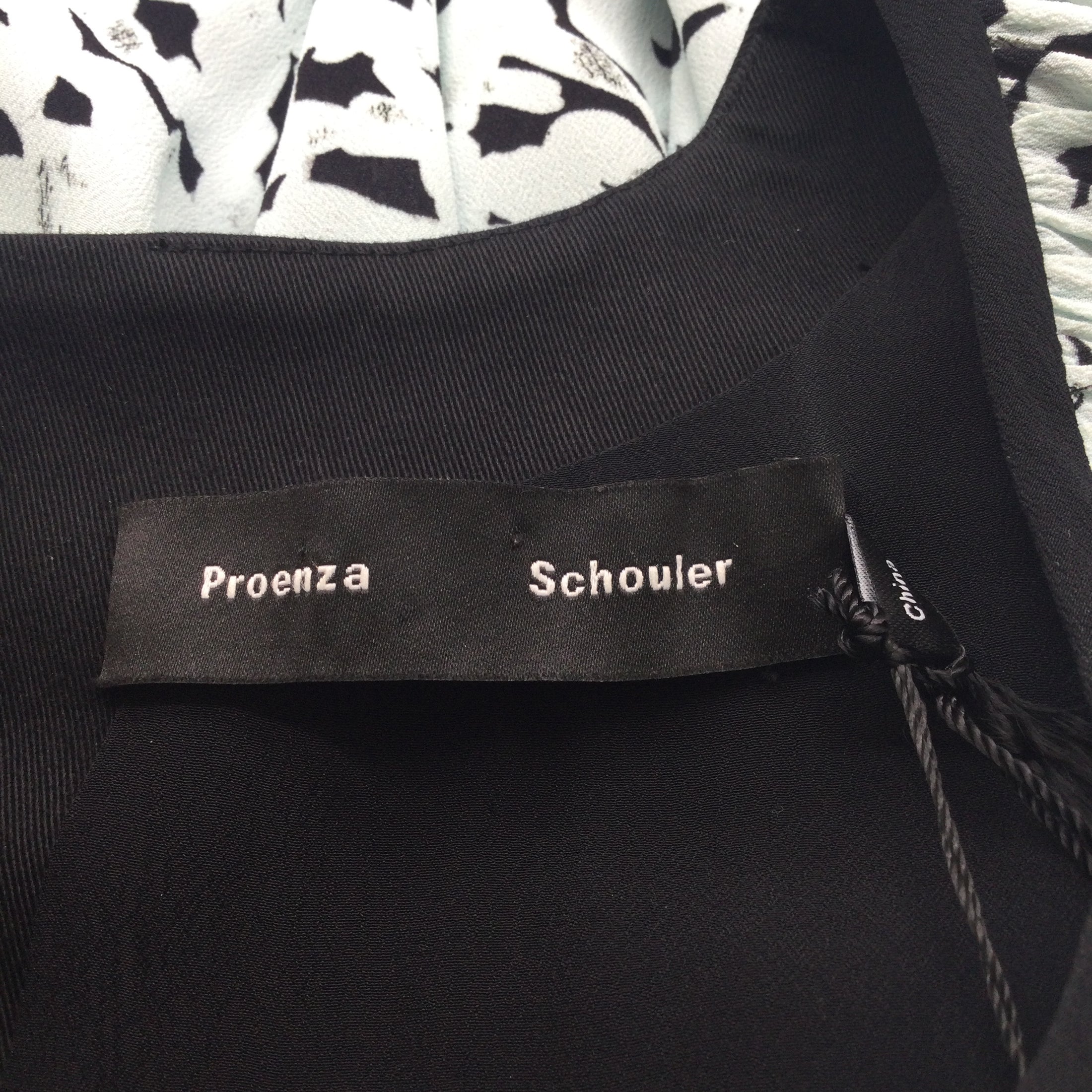 Proenza Schouler Light Blue / Black Short Sleeved Printed Blouse