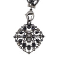 Load image into Gallery viewer, Chanel Gunmetal 2017 Crystal Embellished CC Logo Triple Strand Pearl Necklace
