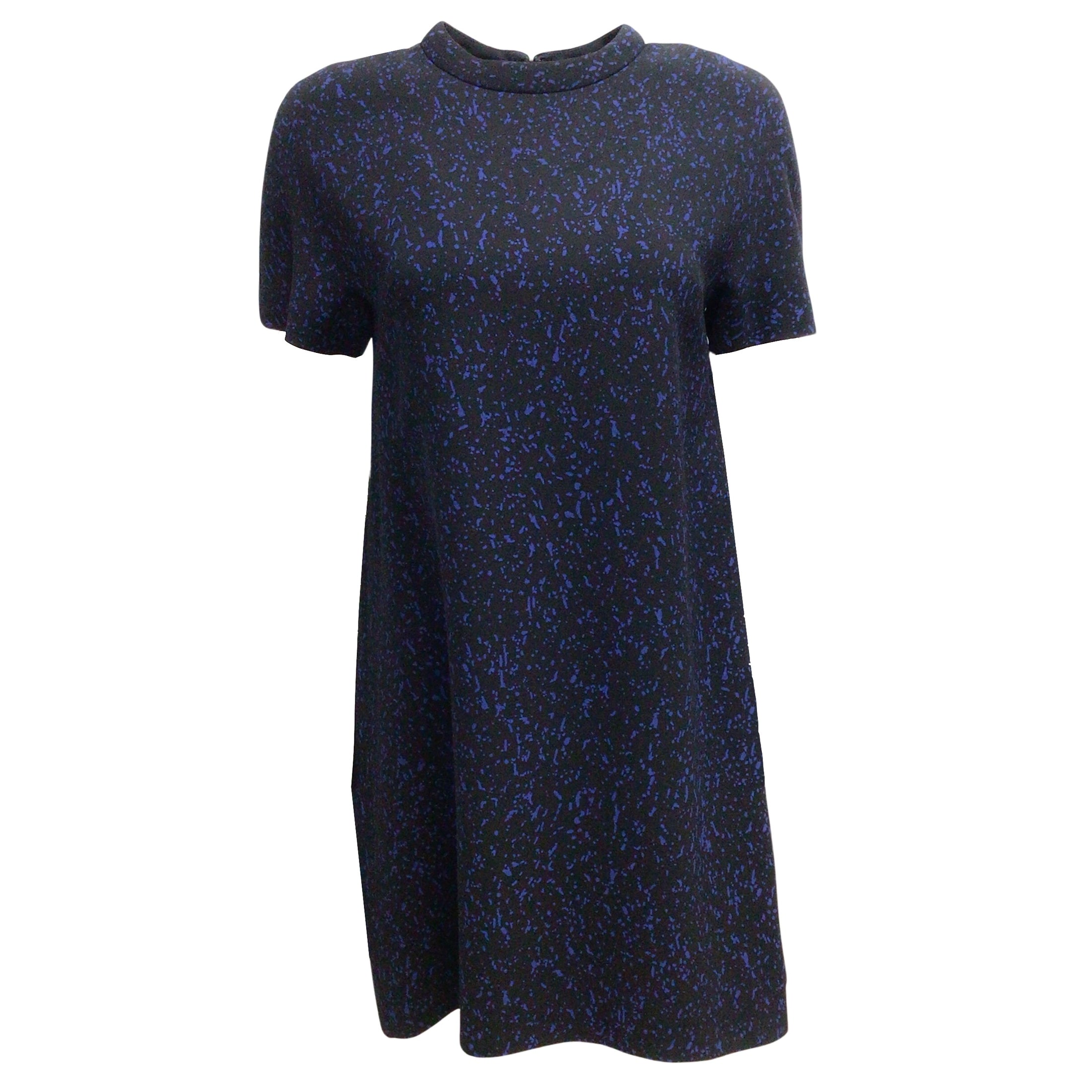 Proenza Schouler Black / Blue Printed Short-sleeved Crepe Short Casual Dress