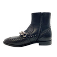 Load image into Gallery viewer, Casadei Black Leather Wingtip with Chain and Stud Detail Boots/Booties
