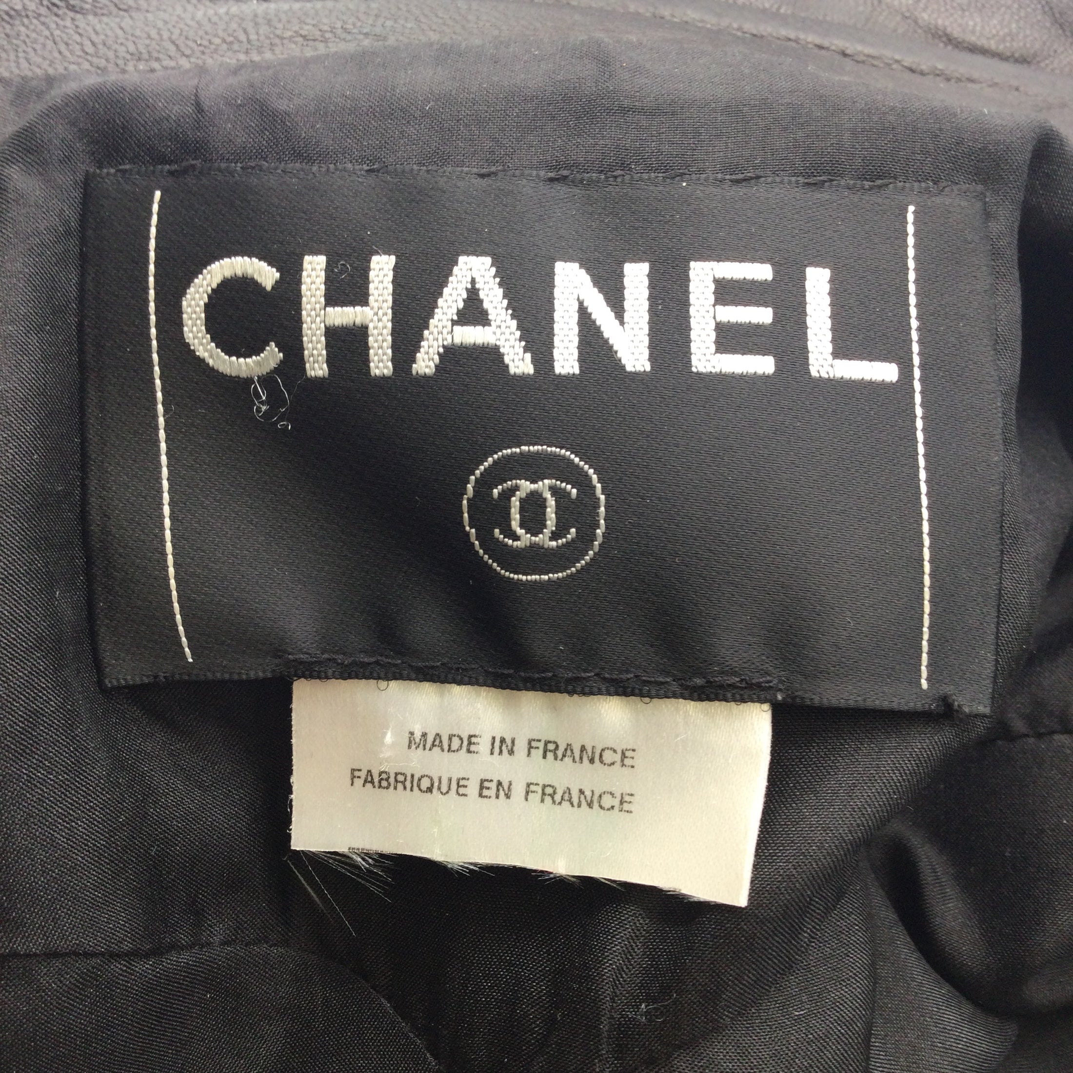 Chanel Black Silk Lined Cc Logo Buttoned Short Sleeved Lambskin-leather Jacket