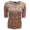 Load image into Gallery viewer, Akris Red / Orange / Navy Blue Jersey Geometric Printed Short Sleeved Blouse
