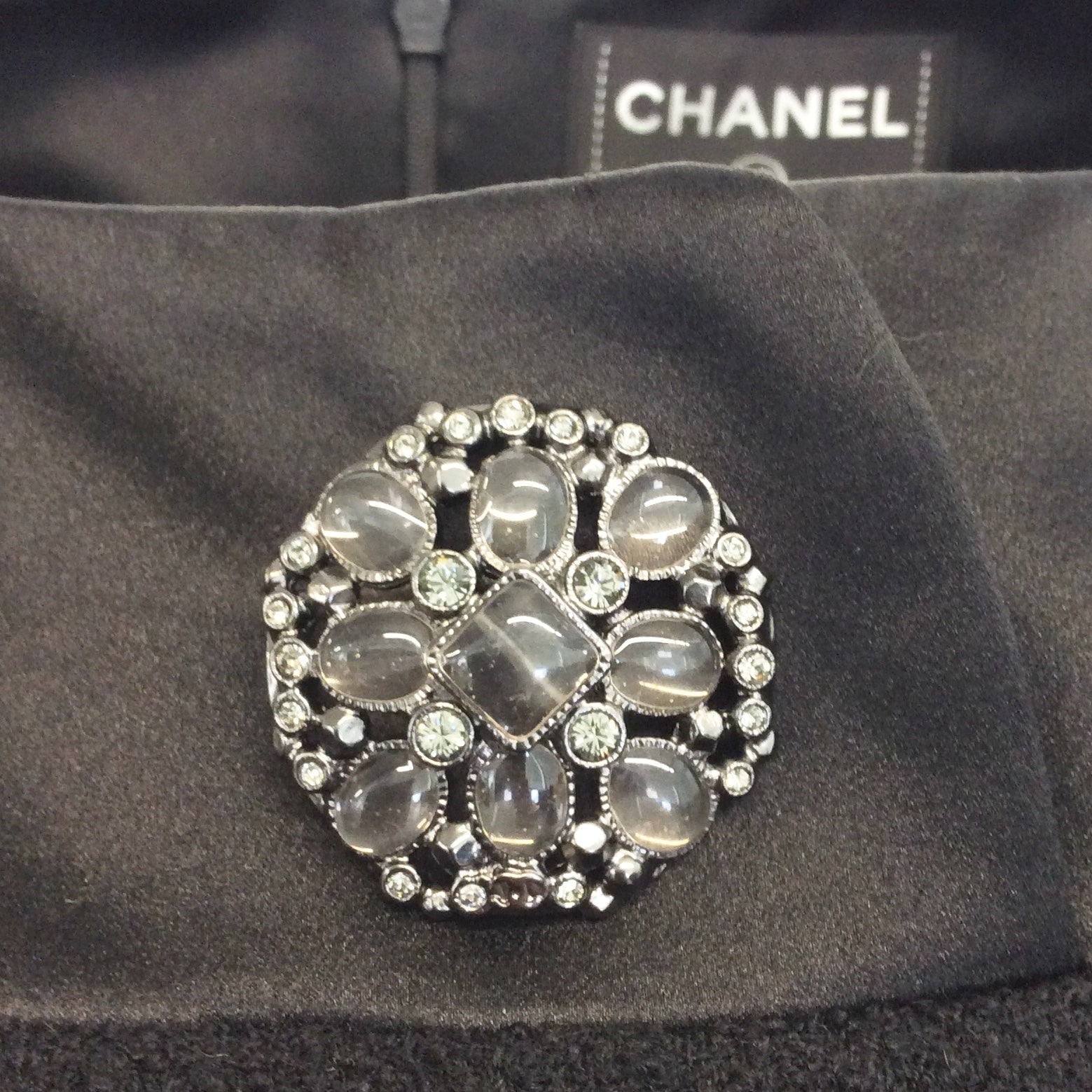 Chanel Black Textured Wool with Silk Trim Cocktail Dress