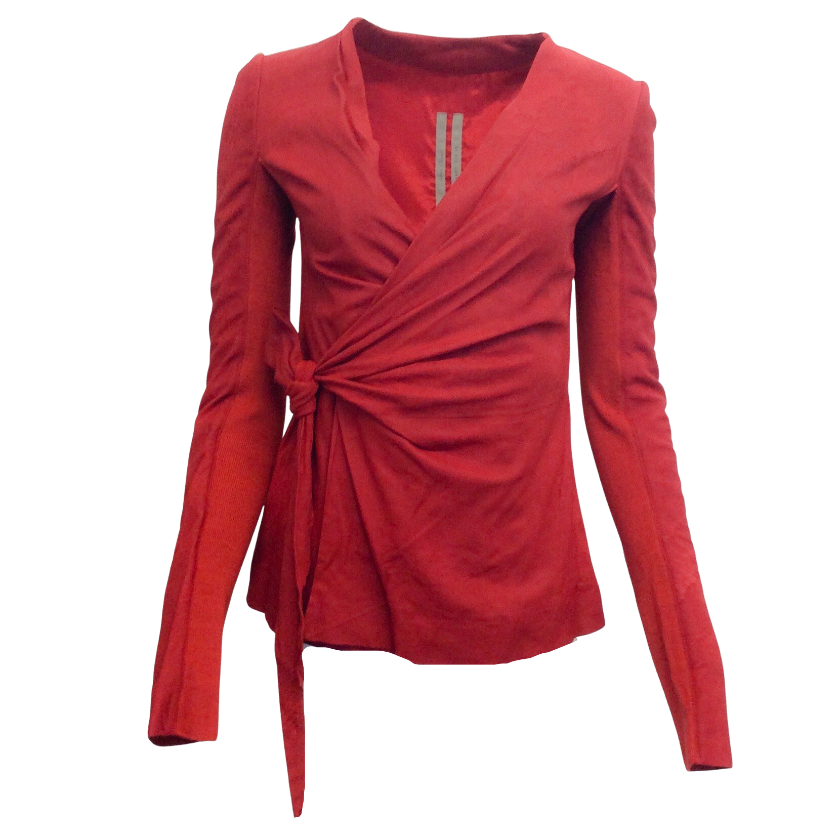 Rick Owens Red Suede Larry Wrap Jacket