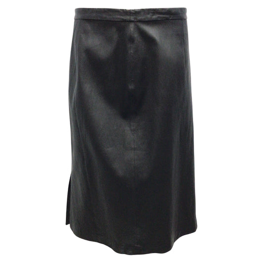 St. John Black 2019 Stretchy Leather Pencil Skirt