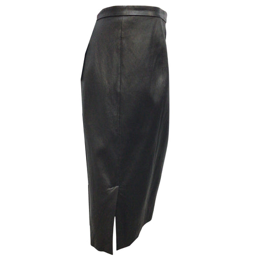 St. John Black 2019 Stretchy Leather Pencil Skirt