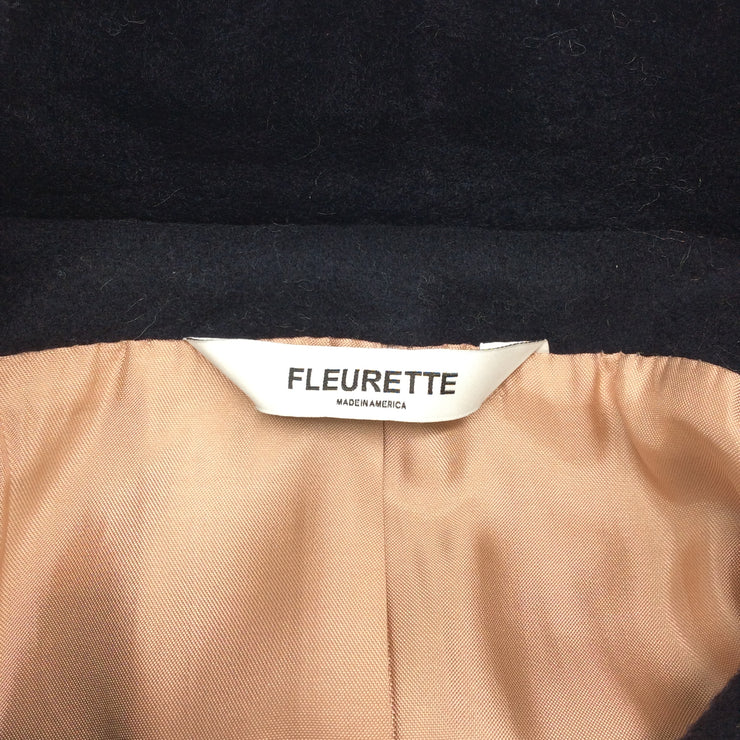 Fleurette Dark Navy Wool Shearling Coat