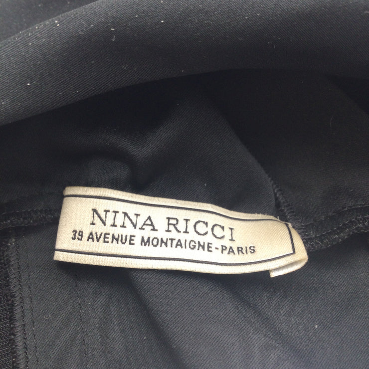 Nina Ricci Black Pleated Detail Satin Off Shoulder Cocktail Dress