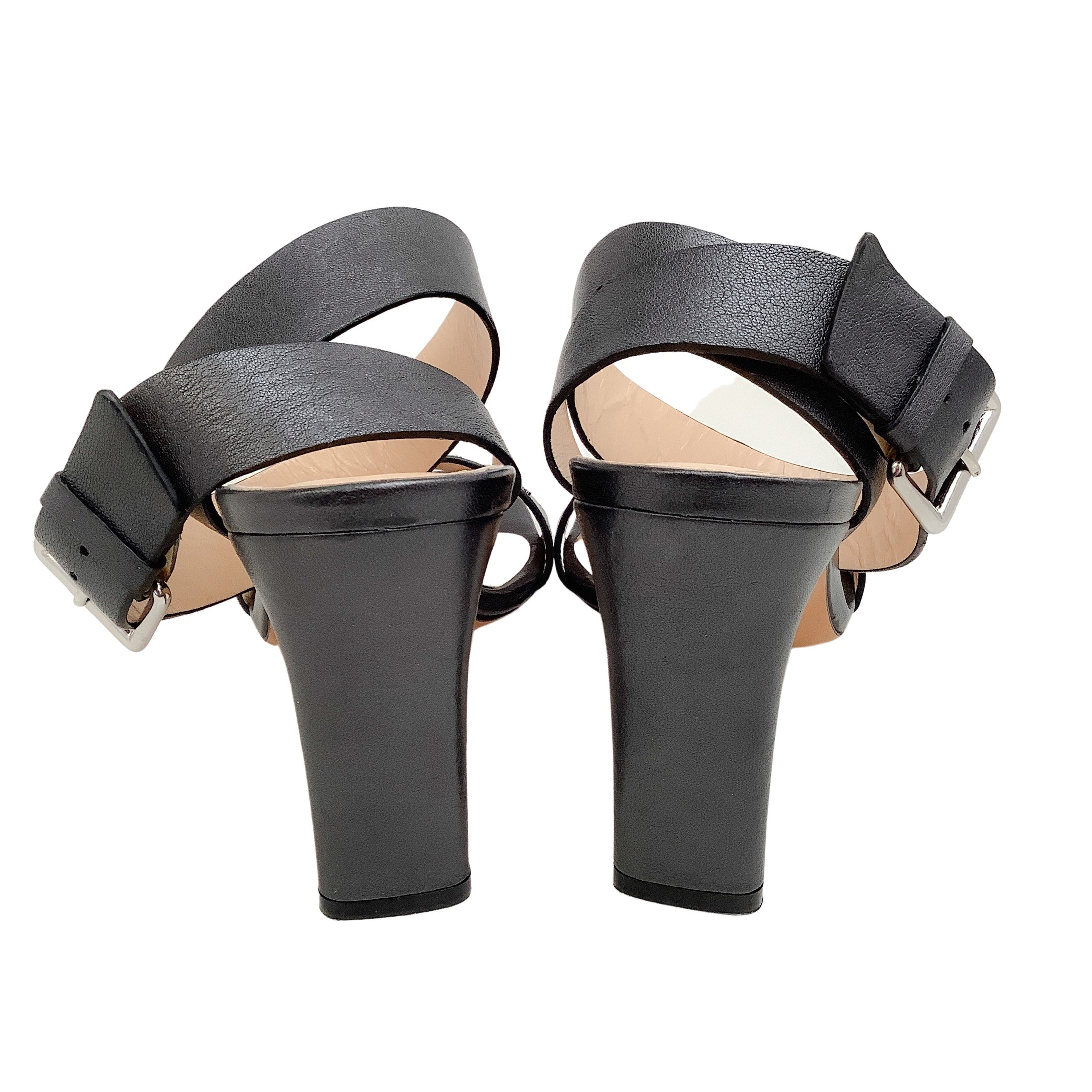 IRO Black Leather Mayami Silver Studded Sandals