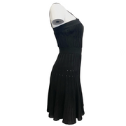 Chanel Black Ribbed Pleated Skirt Dress