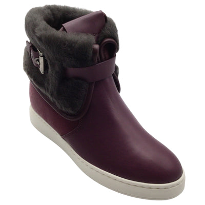 Santoni Deep Purple Leather Ankle Boots/Booties