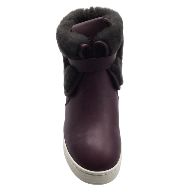 Santoni Deep Purple Leather Ankle Boots/Booties