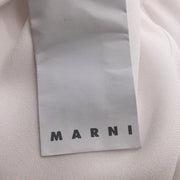 Marni White / Red Contrast Stitching Puckered Neck Long Sleeved Crepe Blouse