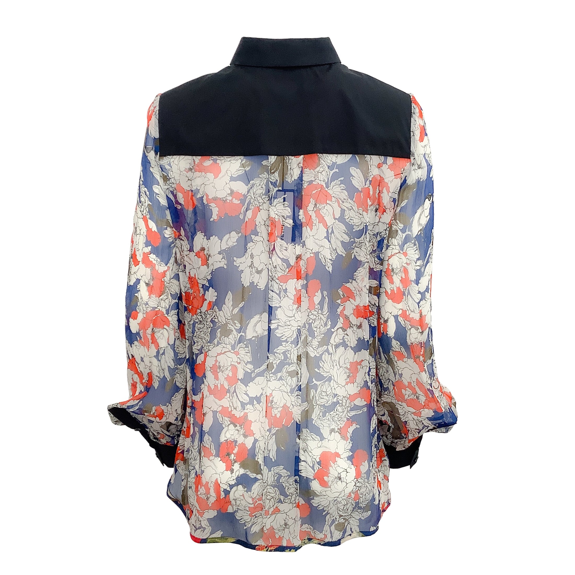 Barbara Bui Black Multi Floral Pleated Front Blouse