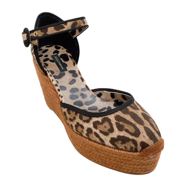 Dolce & Gabbana Brown Leopard Espadrille Wedges