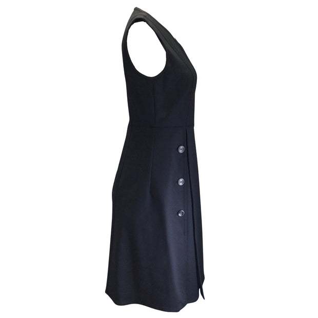 Derek Lam Navy Blue Button Detail Sleeveless V-Neck Midi Dress