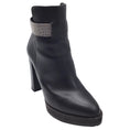 Load image into Gallery viewer, Brunello Cucinelli Black Monili Beaded Strap High Heeled Leather Platform Boots/Booties
