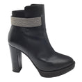 Load image into Gallery viewer, Brunello Cucinelli Black Monili Beaded Strap High Heeled Leather Platform Boots/Booties

