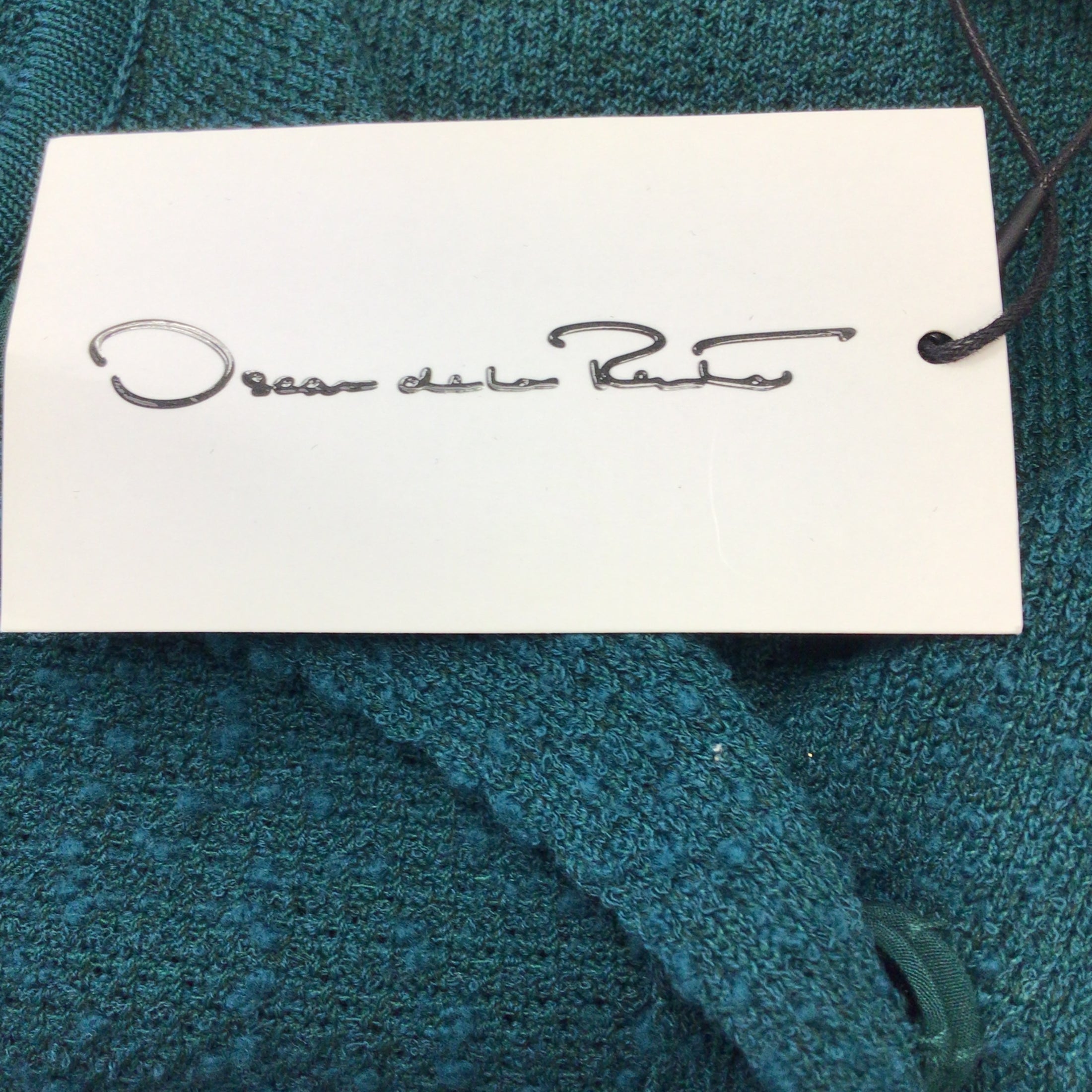 Oscar de la Renta Green Long Knit Cardigan Sweater