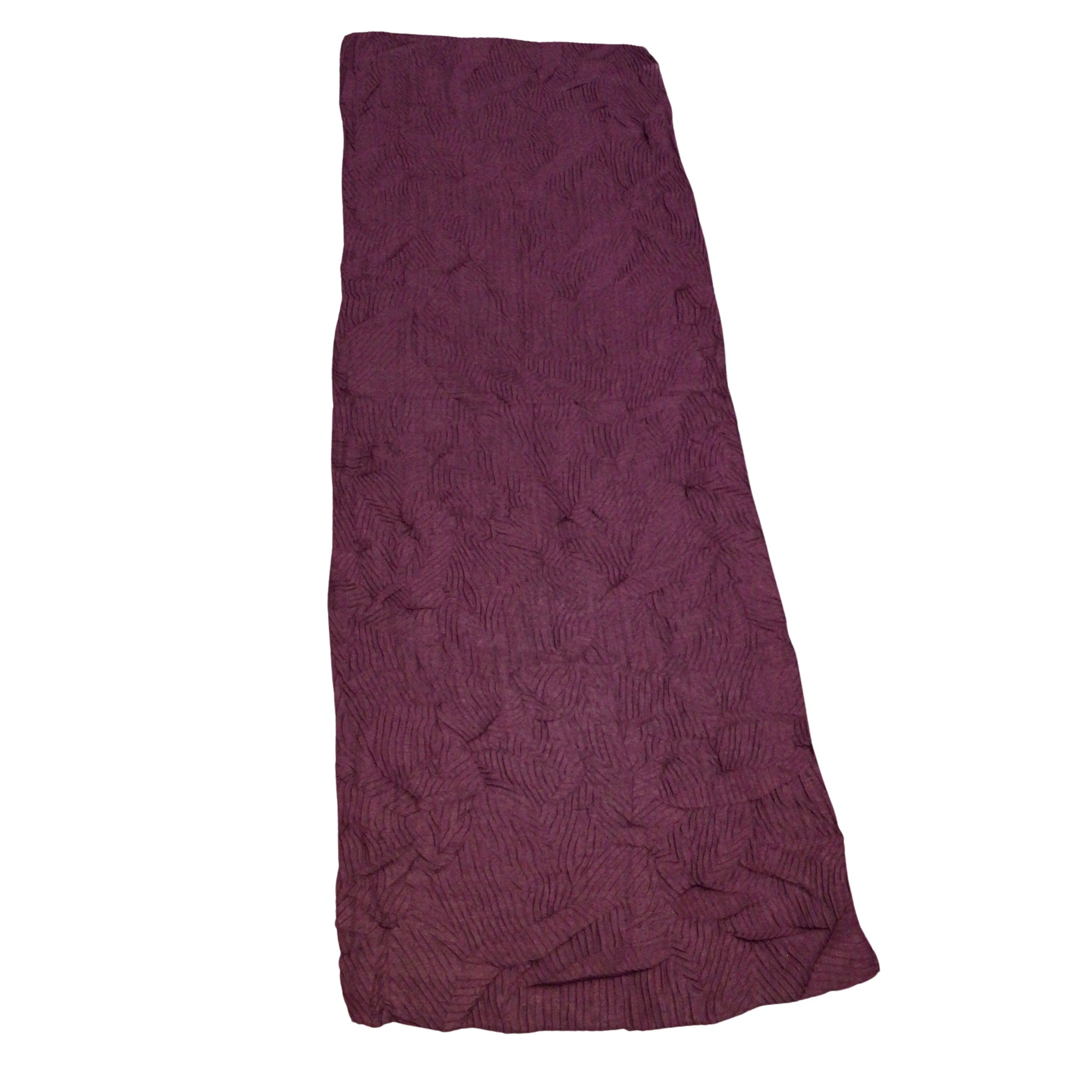 Agnona Plum Purple Geometric Pleated Cashmere and Silk Long Scarf/Wrap