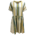 Load image into Gallery viewer, Péro Ivory Multi Striped Short Sleeved Handmade Cocktail Dress
