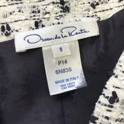 Oscar de la Renta White / Black Lace Overlay Snap Front Boucle Knit Coat