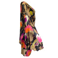 Load image into Gallery viewer, Escada Black / Taupe Multi Retro Printed V-Neck Silk Chiffon Dress

