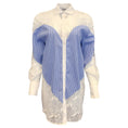 Load image into Gallery viewer, MSGM Blue/White Lace Combo Striped Heart Button-down Top

