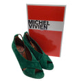 Load image into Gallery viewer, Michel Vivien Green Mayfair Cross Strap Open Toe Sandals
